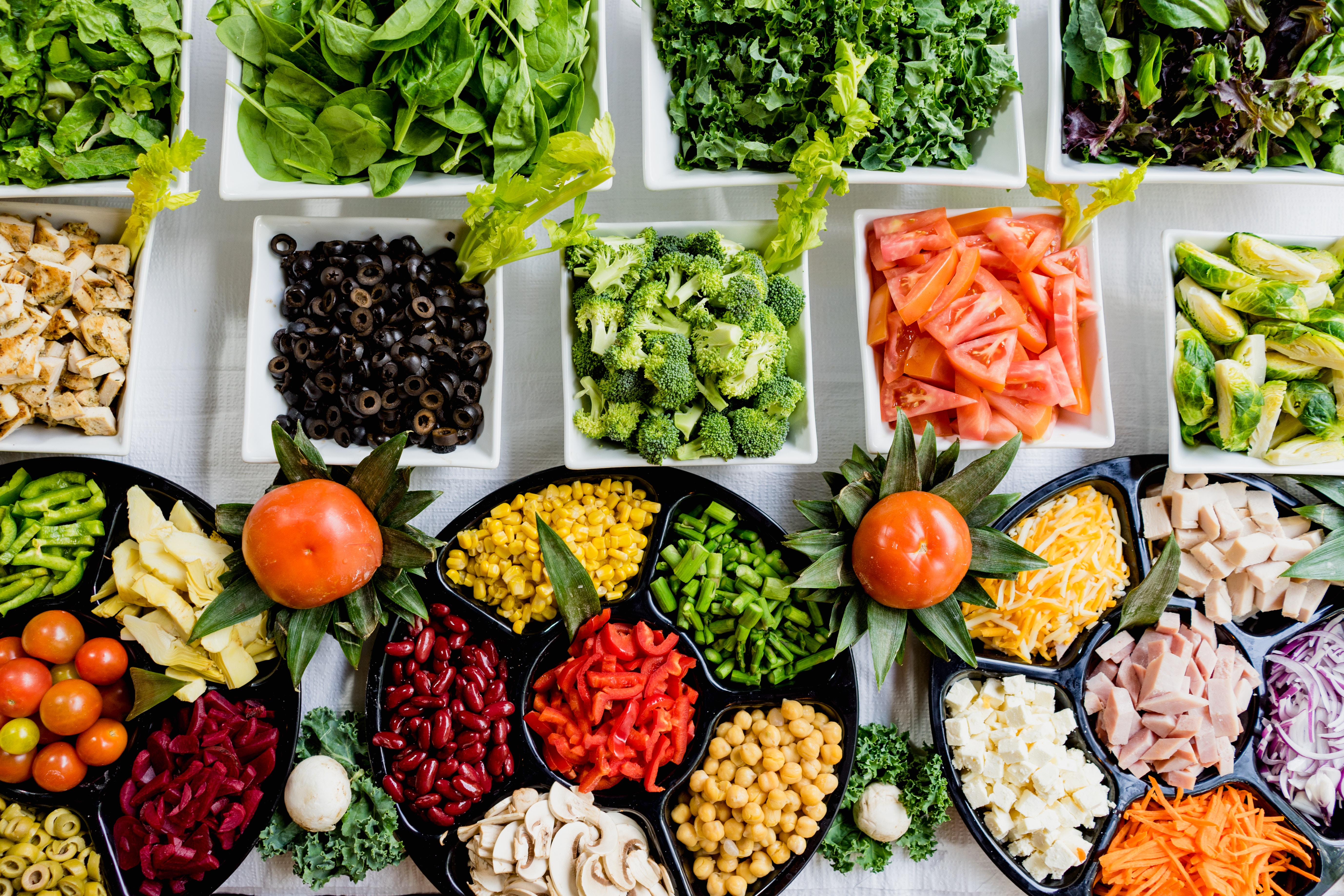 table full of healthy food options